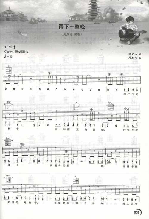 烟花易冷简谱-简单的吉他六线谱歌曲